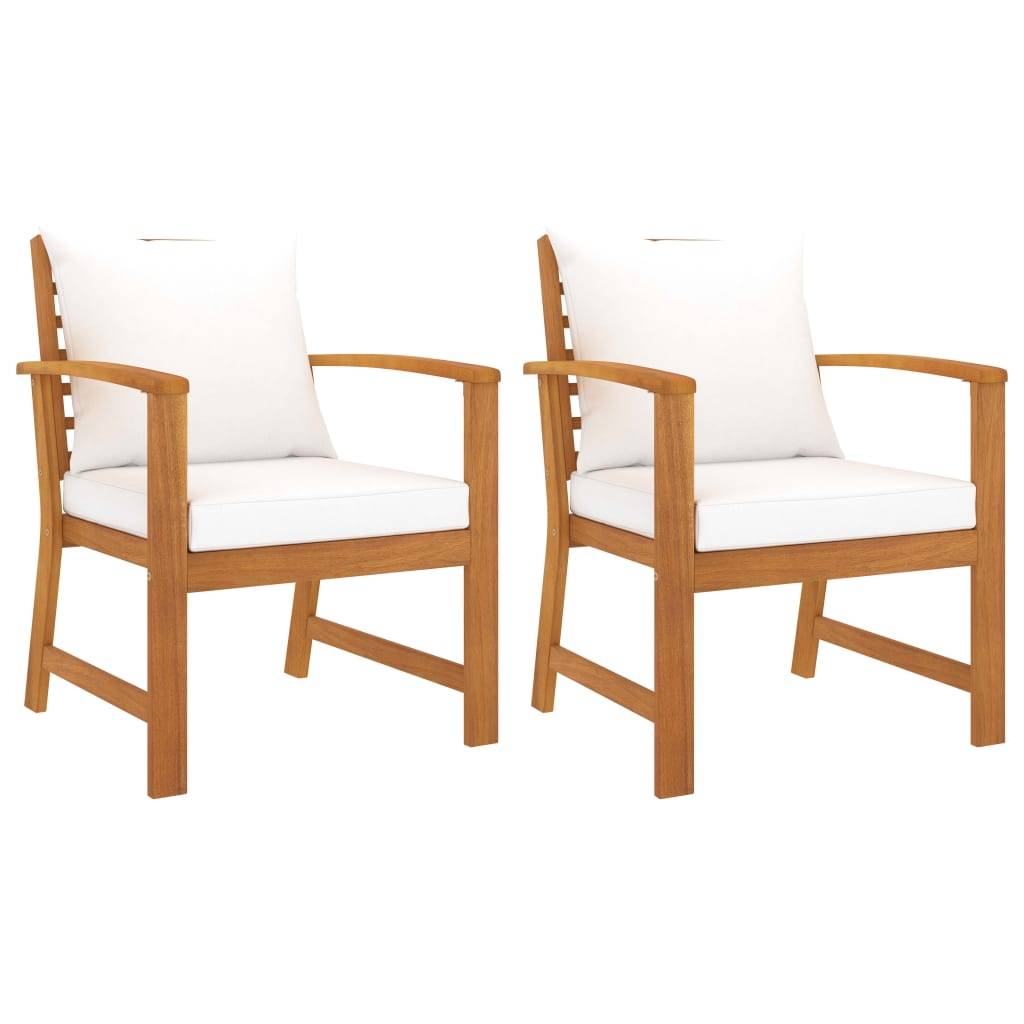 ComfortXL - Fauteuils Bas de Jardin en Bois d'Acacia Massif avec Coussins Confortables Crème Lot de 2 – ComfortXL Outdoor Living