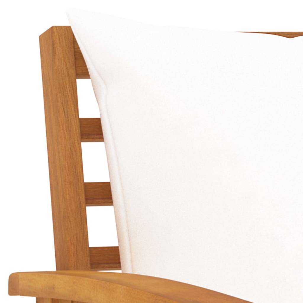 Fauteuils Bas de Jardin en Bois d'Acacia Massif avec Coussins Confortables Crème Lot de 2 – ComfortXL Outdoor Living - Image 5