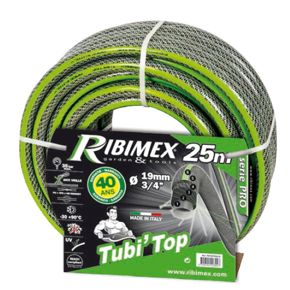 Ribimex - Tuyau tricoté antivrille 25 mètres diamètre 15mm Tubi'Top gris
