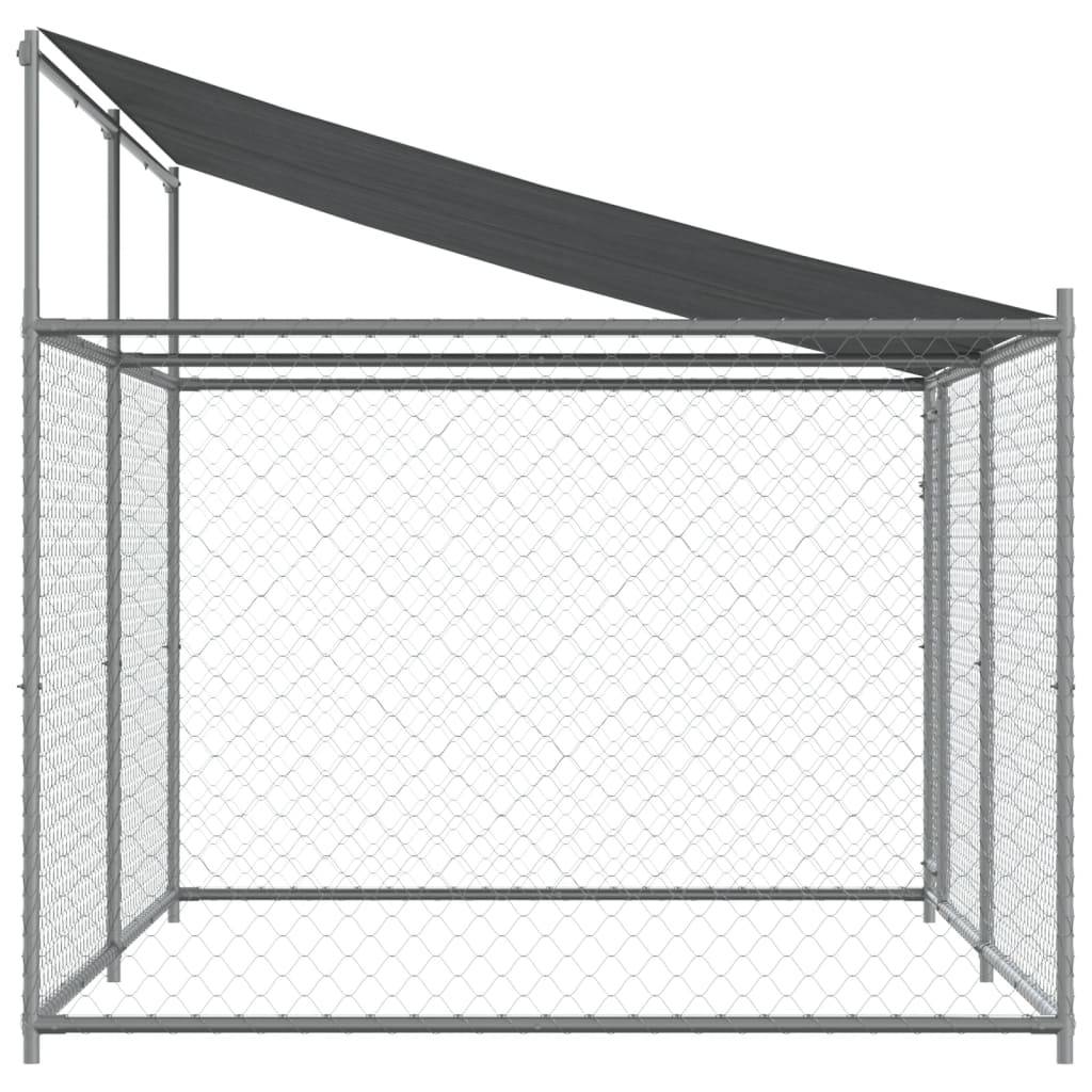 Parc pour Chien en Acier Galvanisé avec Toit pour Jardin Gris 4x2x2m – ComfortXL Outdoor Living - Image 5