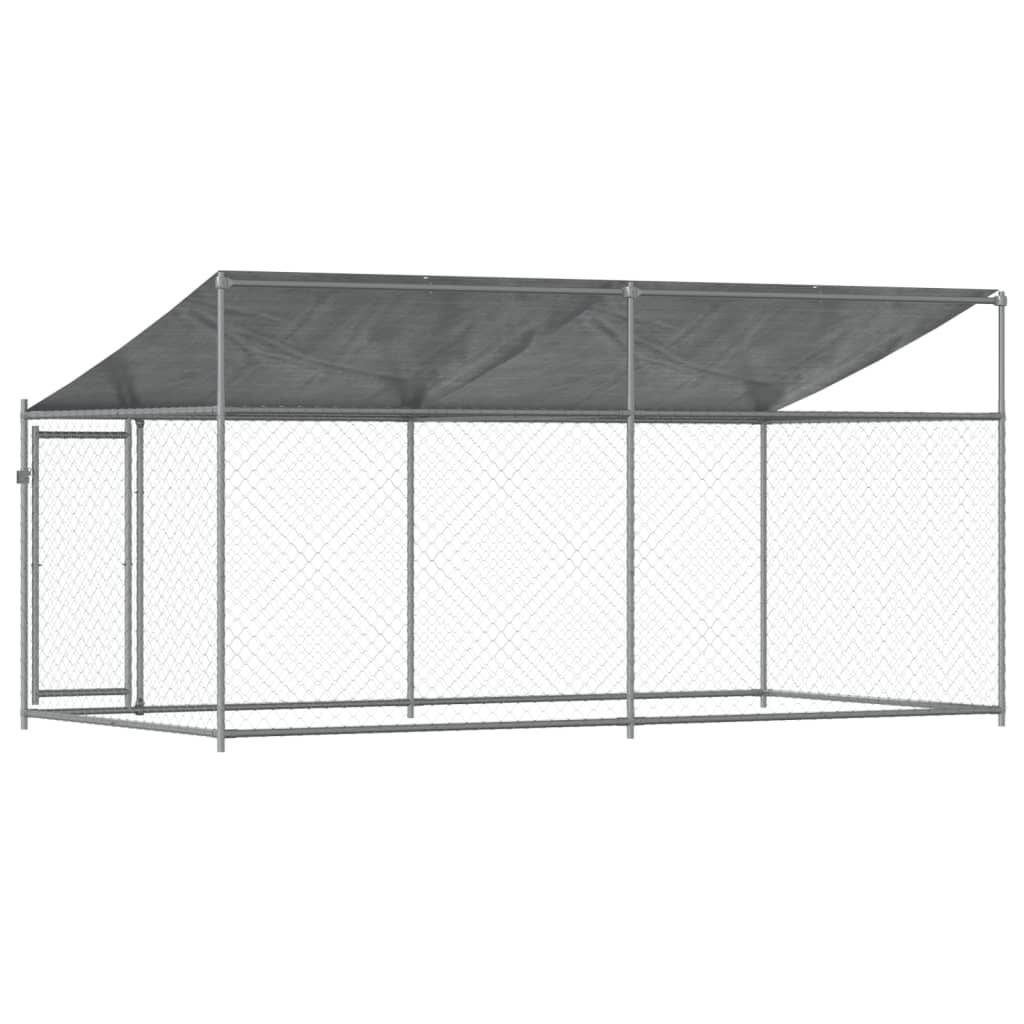 Parc pour Chien en Acier Galvanisé avec Toit pour Jardin Gris 4x2x2m – ComfortXL Outdoor Living - Image 6