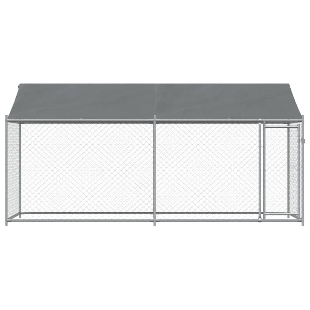 Parc pour Chien en Acier Galvanisé avec Toit pour Jardin Gris 4x2x2m – ComfortXL Outdoor Living - Image 4