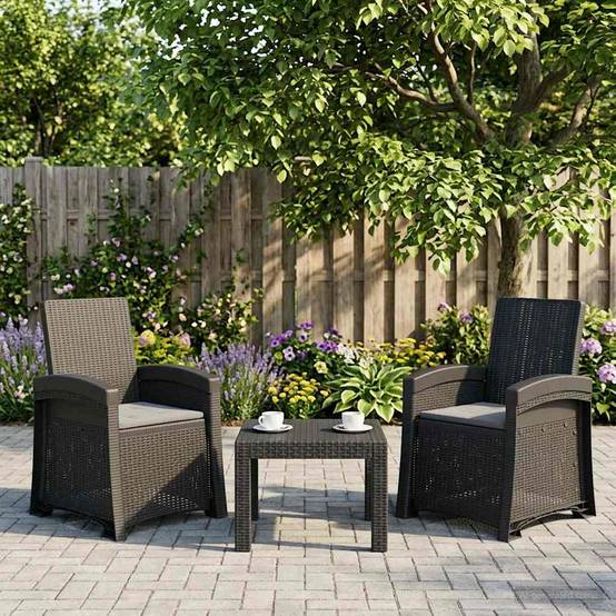 Chaises de jardin inclinables polypropylène anthracite 56 x 63 x 92 cm - PANGIVO - Image 1