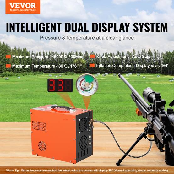 VEVOR Compresseur PCP portable 30 MPa, refroidissement eau + ventilateur, arrêt auto, 12V/230V. - Image 2