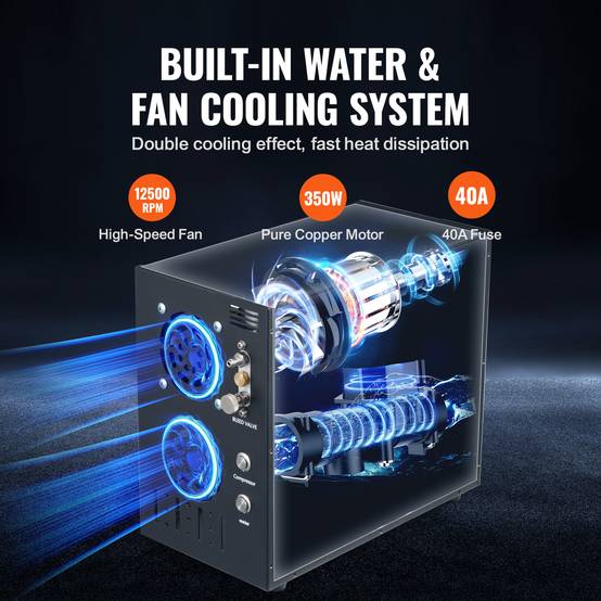 VEVOR Compresseur PCP portable 30 MPa, refroidissement eau + ventilateur, arrêt auto, 12V/230V. - Image 3