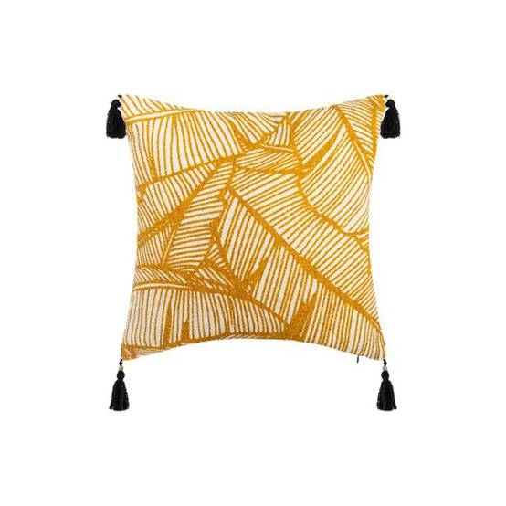Housse de Coussin Imprimée "Tropique" 40x40cm Or - Image 1