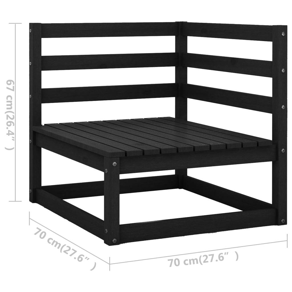 Helloshop26 - Salon de jardin meuble d'extérieur ensemble de mobilier 10 pièces avec coussins noir bois de pin massif - Imagen 7