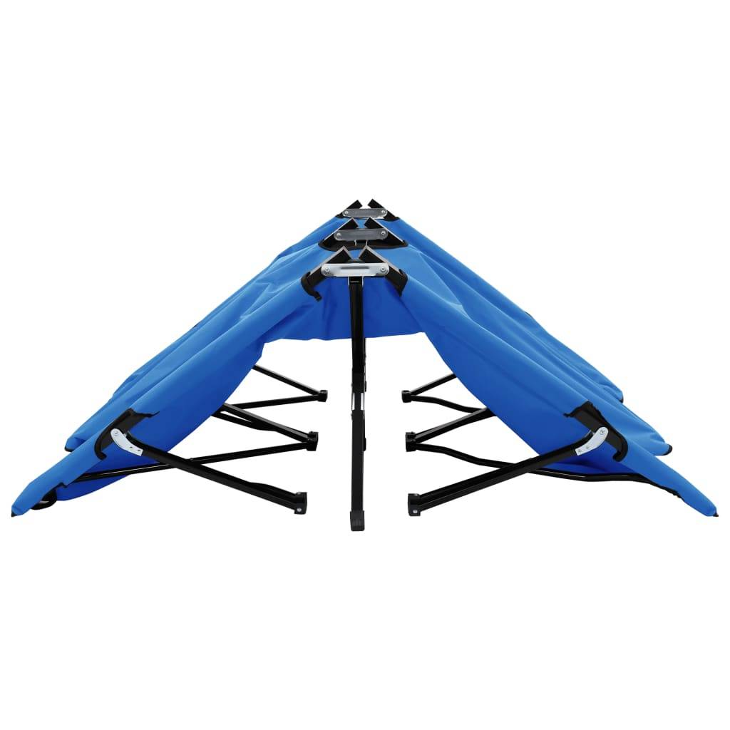 Helloshop26 - Transat chaise longue bain de soleil lit de jardin terrasse meuble d'extérieur pliable 2 places bleu acier - Imagen 3
