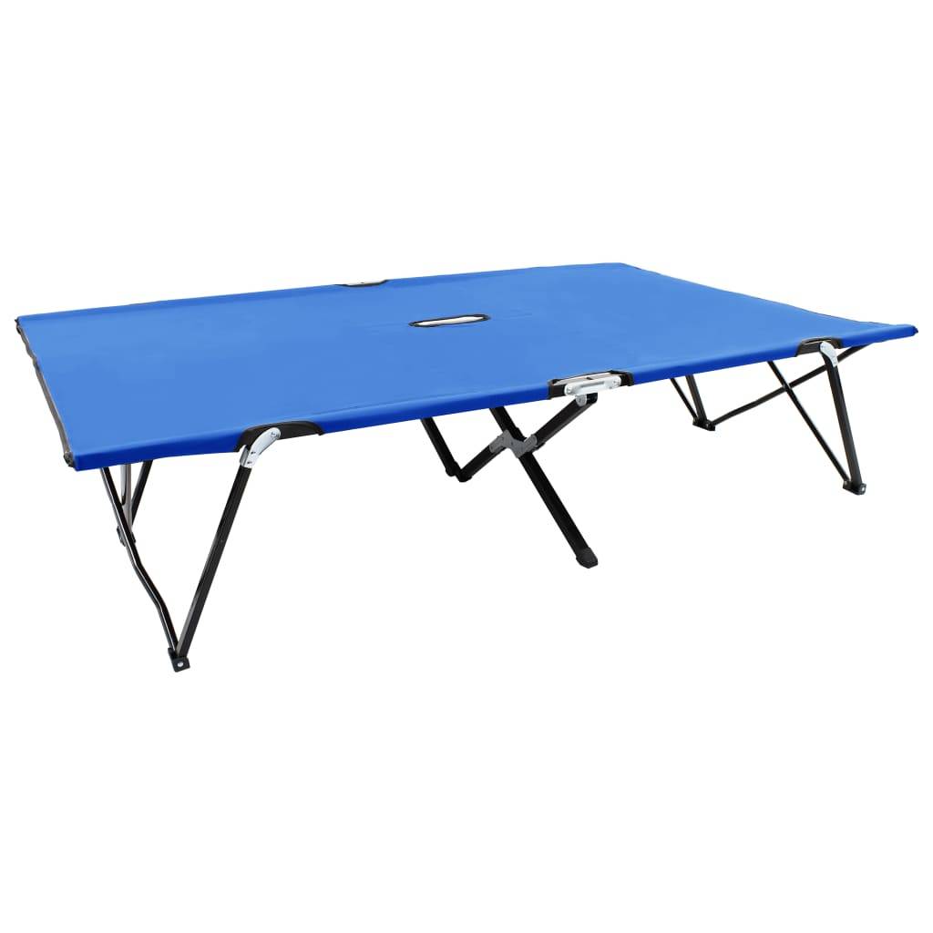 Helloshop26 - Transat chaise longue bain de soleil lit de jardin terrasse meuble d'extérieur pliable 2 places bleu acier - Imagen 1