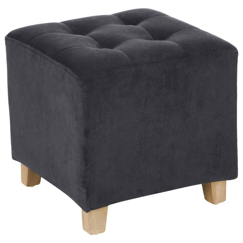 Pouf en velours Léandre coloris gris trend Atmosphera - Imagen 1