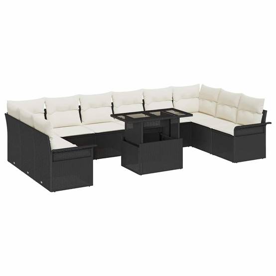 Salon de jardin poly rotin 10 places modulable avec table réglable Noir – ComfortXL Outdoor Living - Image 2