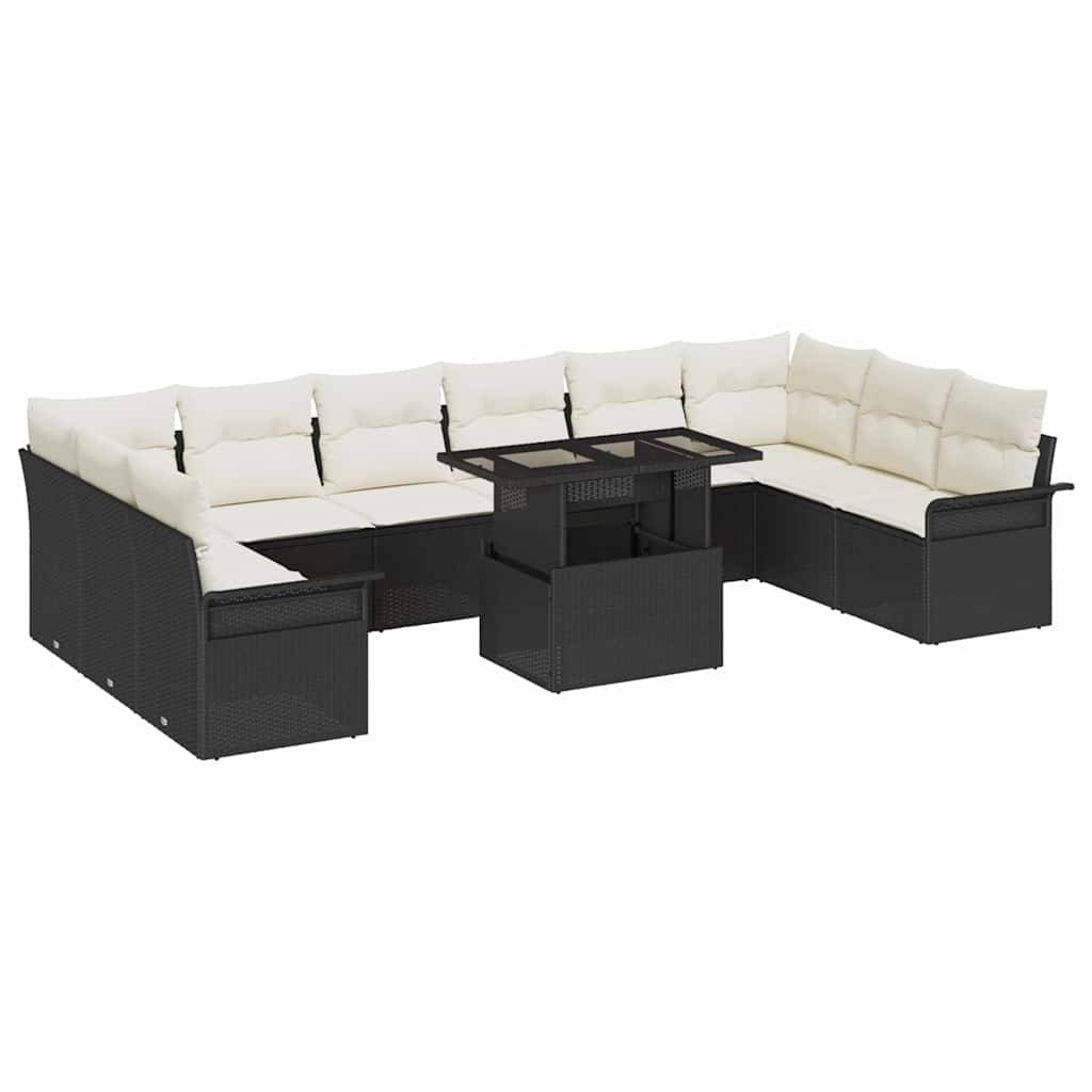 Salon de jardin poly rotin 10 places modulable avec table réglable Noir – ComfortXL Outdoor Living - Image 2