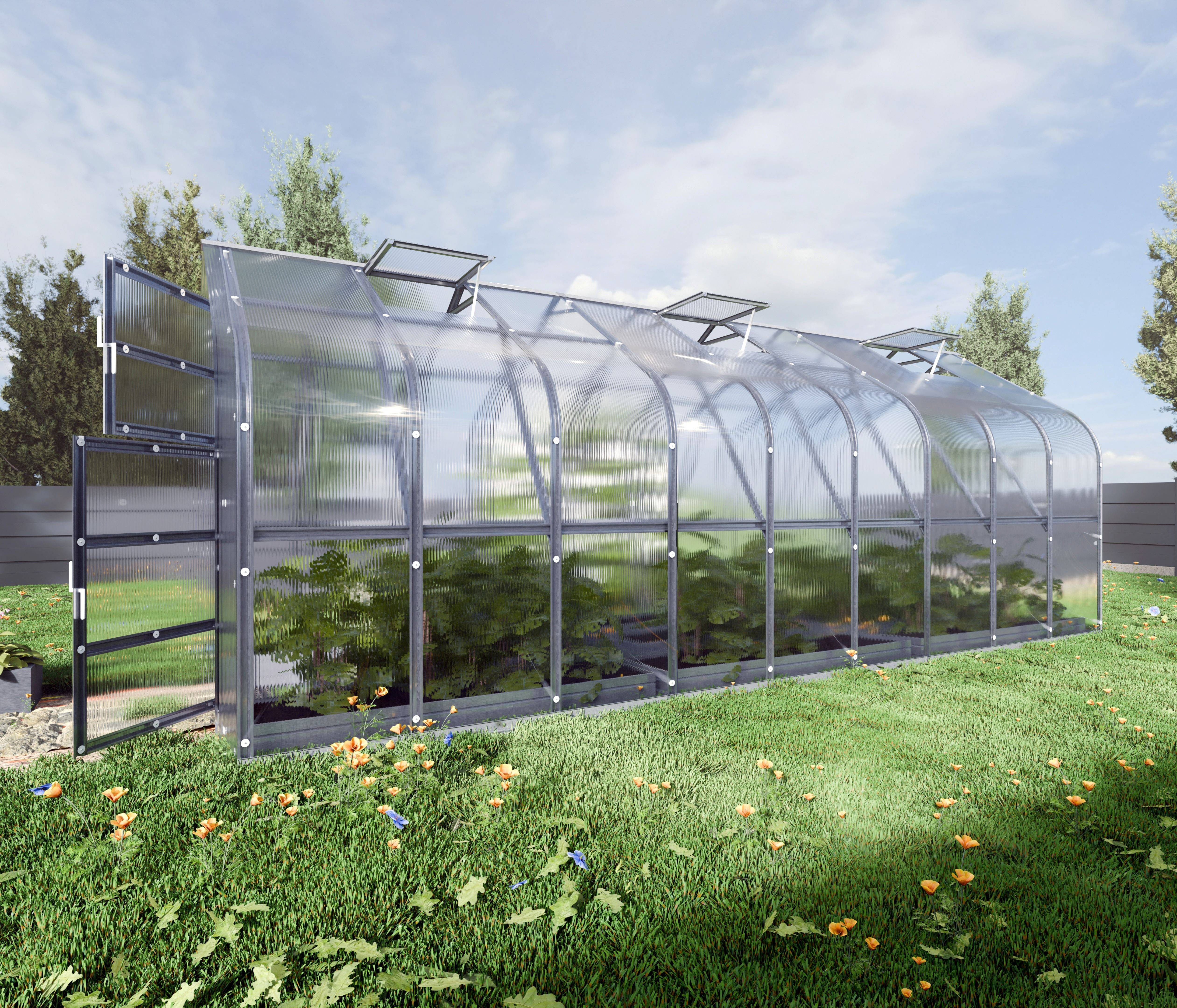 KLASIKA GREENHOUSES - Serre polycarbonate 15m² avec 3 toits ouvrants automatiques et structure en acier galvanisé – Klasika greenhouses - Image 3