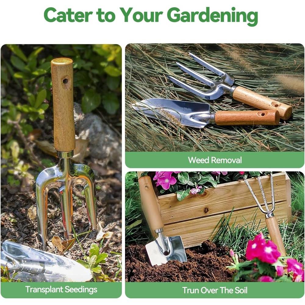 Outils de jardinage-Ensemble jardinage 9 pièces en acier inoxydable - Outils professionnels + sac de rangement - Living123 - Image 6