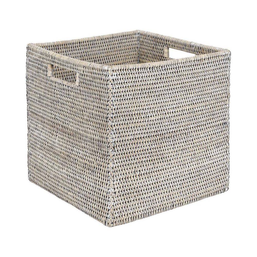 Aubry Gaspard - Caisse de rangement en rotin patiné gris (lot de 2) - Imagen 2