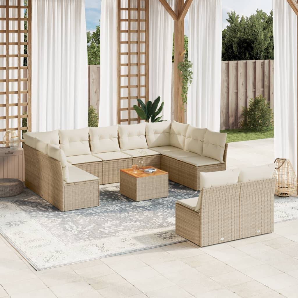 ComfortXL - Salon de jardin modulable résine tressée confortable pour terrasse 12 pièces Beige coussins blanc crème – ComfortXL Outdoor Living
