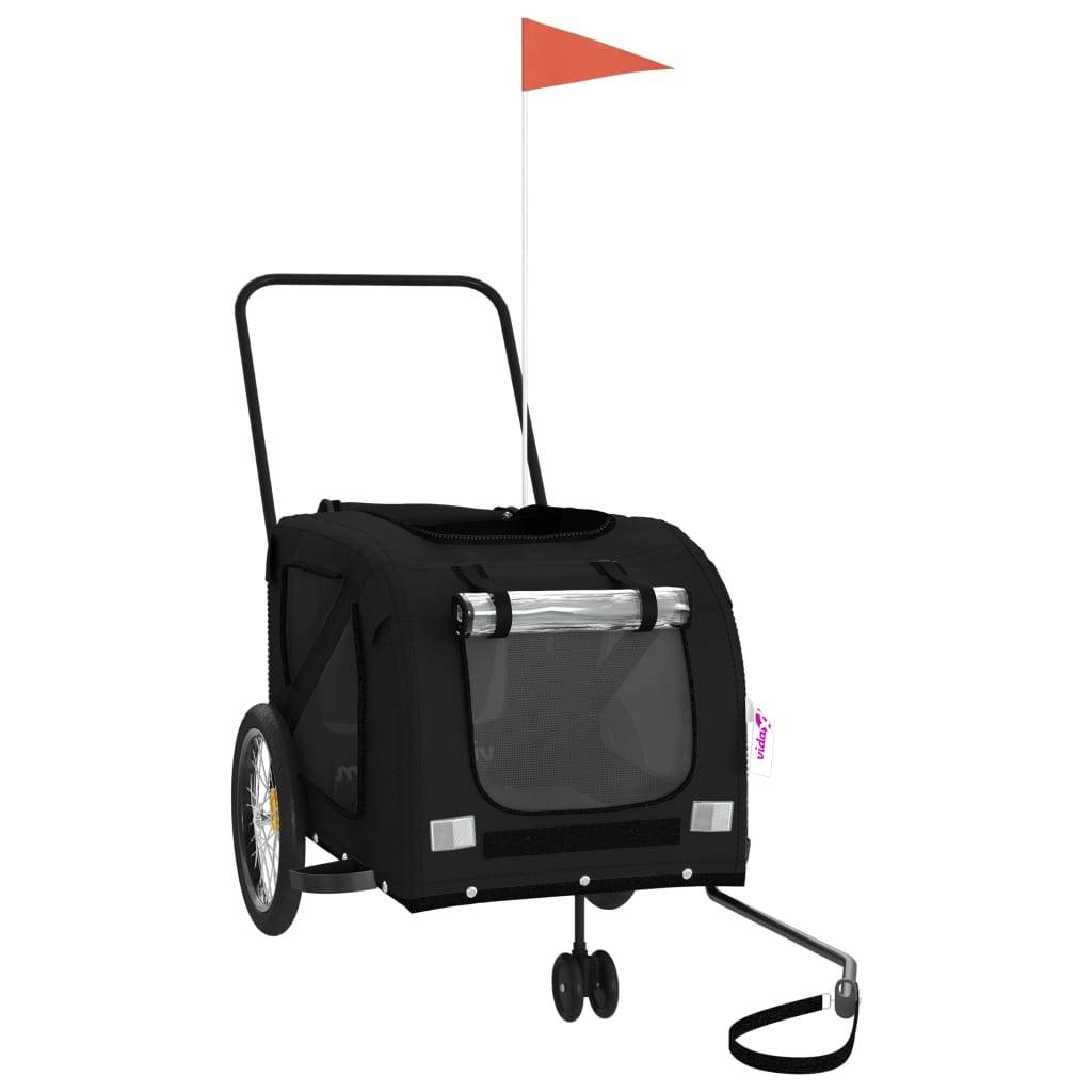 Remorque de vélo pour animaux fer et tissu Oxford noir 134 x 68 x 72 cm - PANGIVO - Image 3