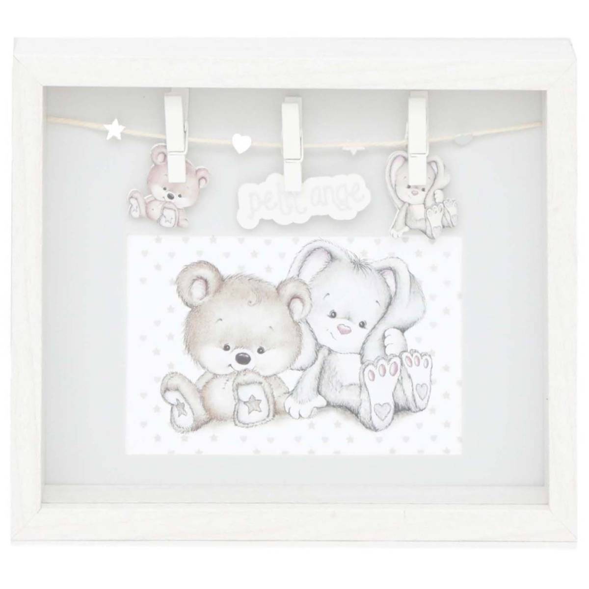 Sil - Cadre blanc en bois bébé pour photo 10 x 15 cm Petit ange