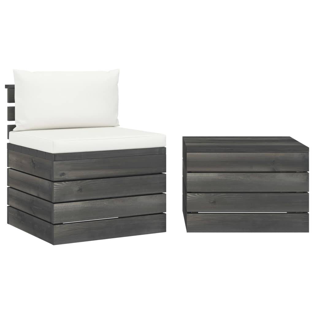 Helloshop26 - Salon de jardin palette meuble d'extérieur ensemble de mobilier 2 pièces avec coussins bois de pin massif - Imagen 1