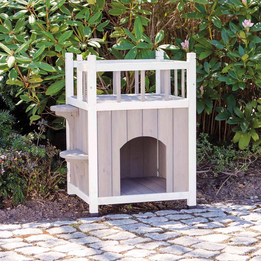 animallparadise - Maison avec balcon pour chat 45 x 65 x 45 cm pour l'extérieure ou l' intérieure - Imagen 3