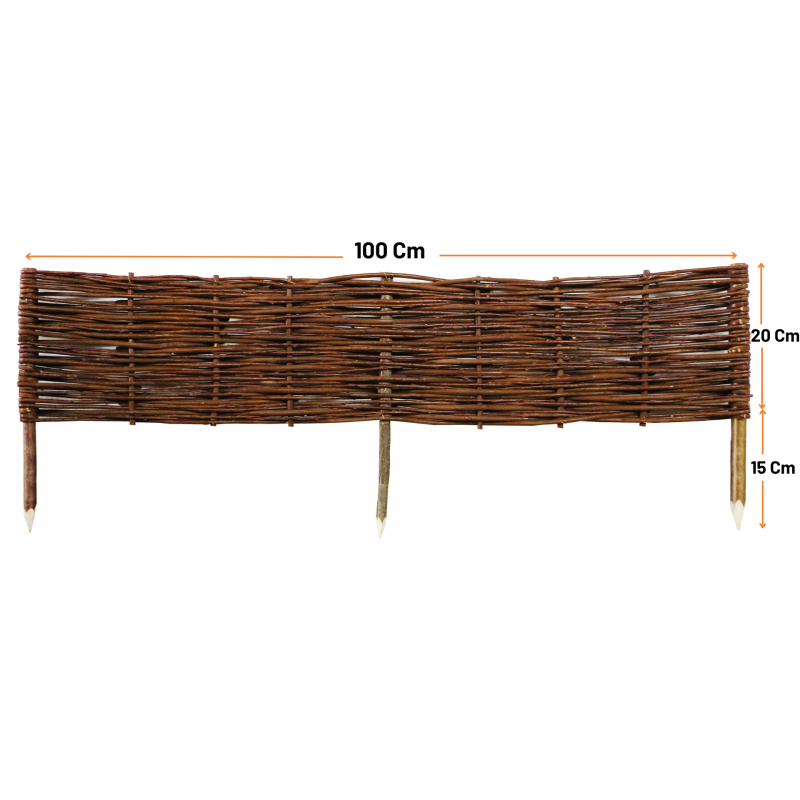 Lot de 4 bordures en osier tressé et piquets noisetier à planter L 1 m x H 20 cm - Easy Clôture - Imagen 3