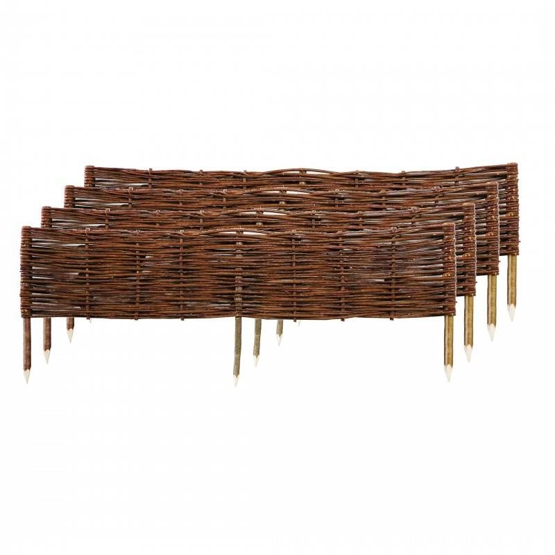 Lot de 4 bordures en osier tressé et piquets noisetier à planter L 1 m x H 20 cm - Easy Clôture - Imagen 1