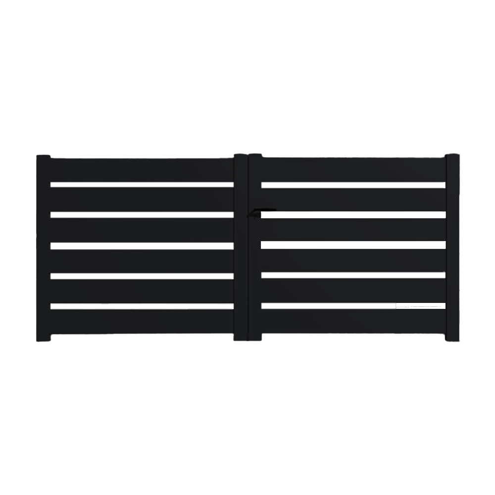 Portail Packit - Portail alu battant SAH en kit dim. L.4000 (entre piliers) x H.1500 mm  Noir (RAL 9005)