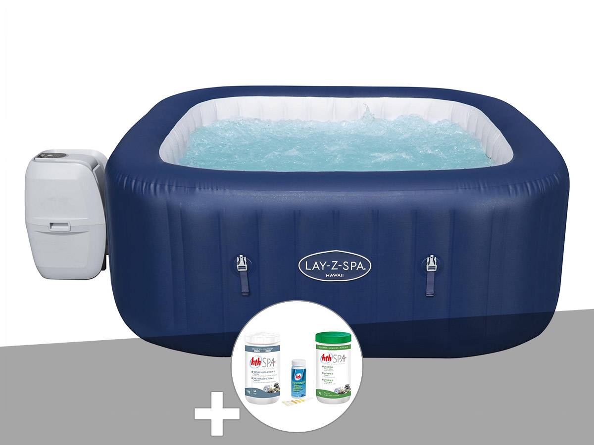 Bestway - Kit spa gonflable Bestway Lay-Z-Spa Hawaii carré Airjet 4/6 places + Kit traitement brome