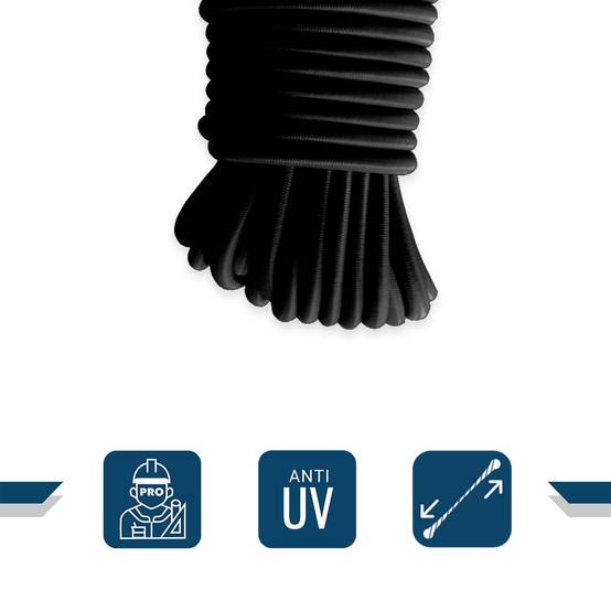 Sandow élastique Noir 40 mètres 9SW - Qualité PRO - Tendeur pour bâche de diamètre 9 mm TECPLAST - Imagen 3