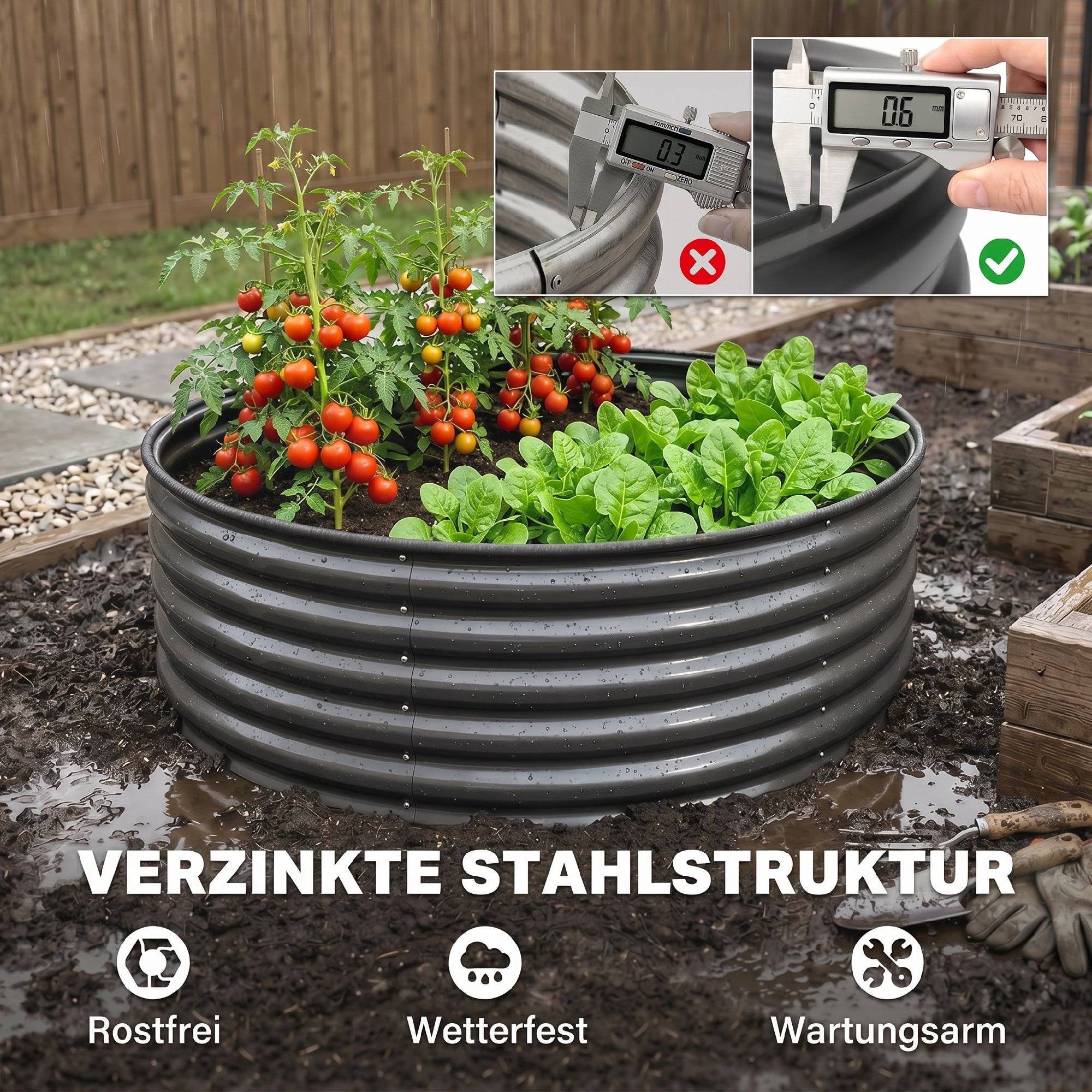 PANGIVO - Carré potager acier galvanisé anthracite 120 x 120 x 43 cm - PANGIVO - Image 7
