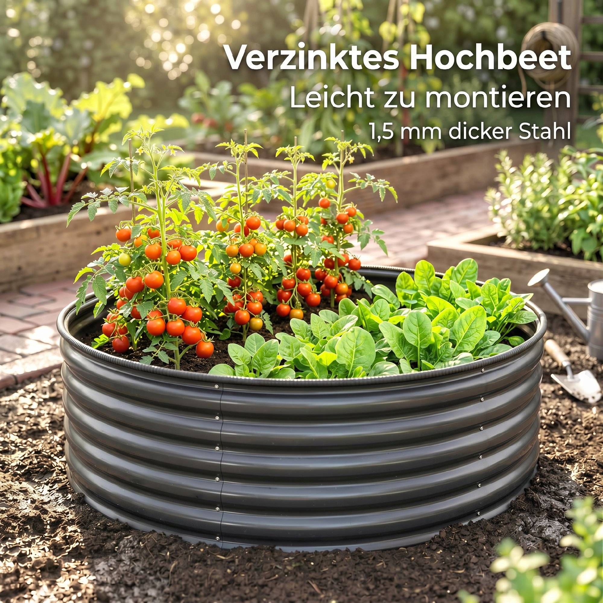 PANGIVO - Carré potager acier galvanisé anthracite 120 x 120 x 43 cm - PANGIVO - Image 10