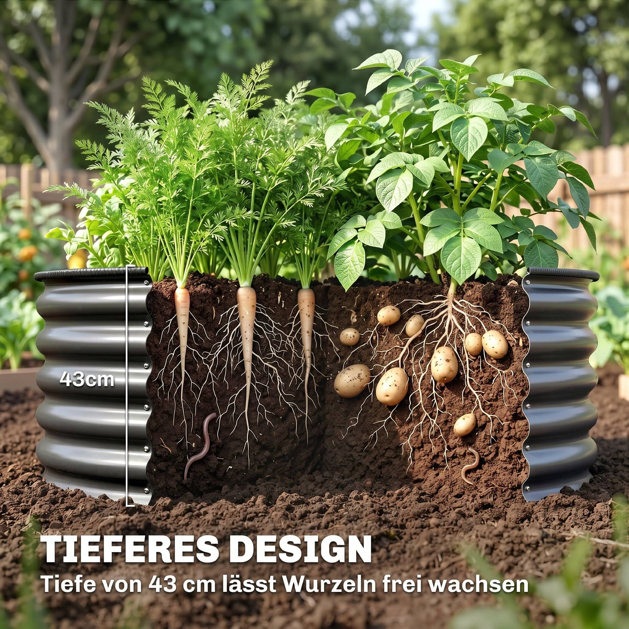 PANGIVO - Carré potager acier galvanisé anthracite 120 x 120 x 43 cm - PANGIVO - Image 6