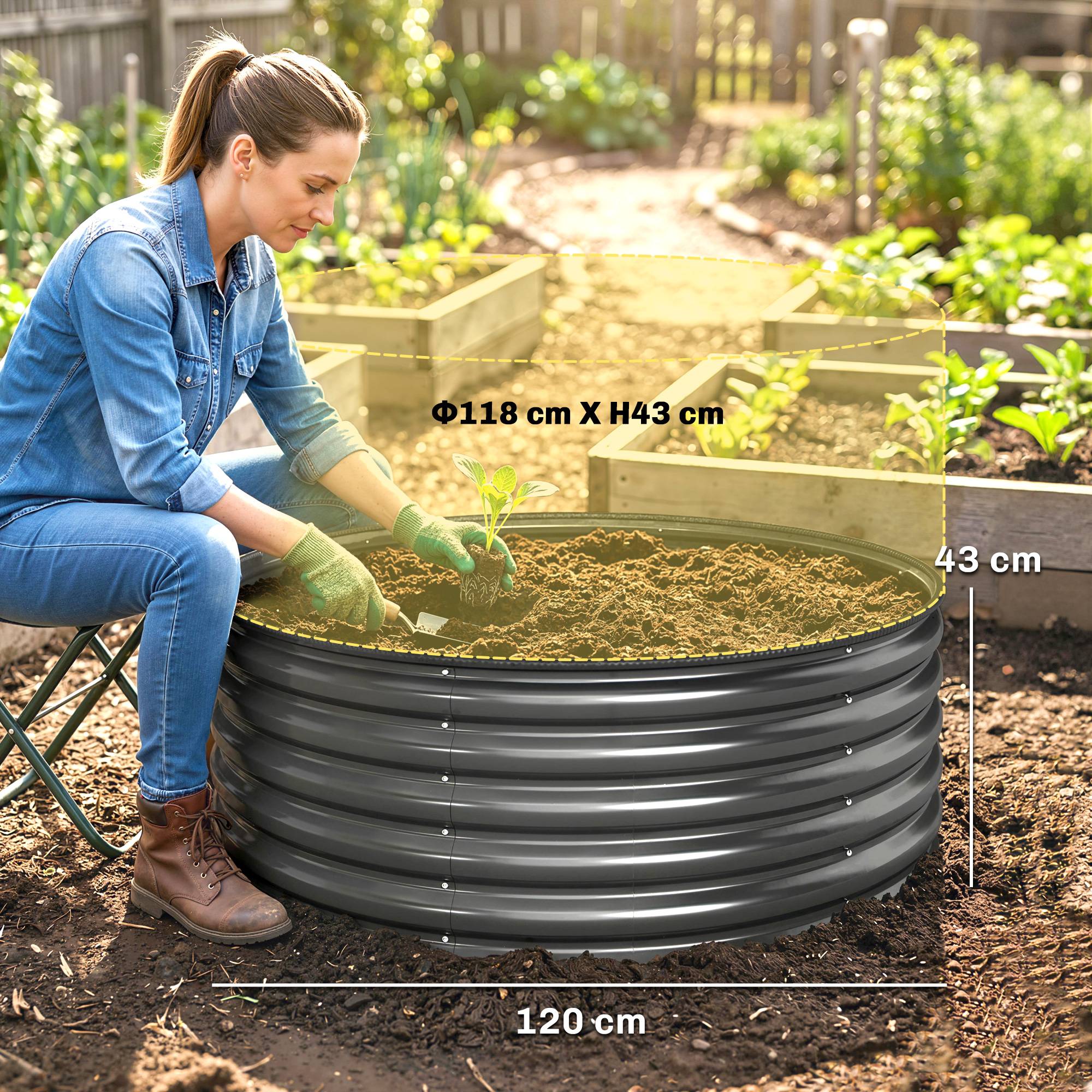 PANGIVO - Carré potager acier galvanisé anthracite 120 x 120 x 43 cm - PANGIVO - Image 5