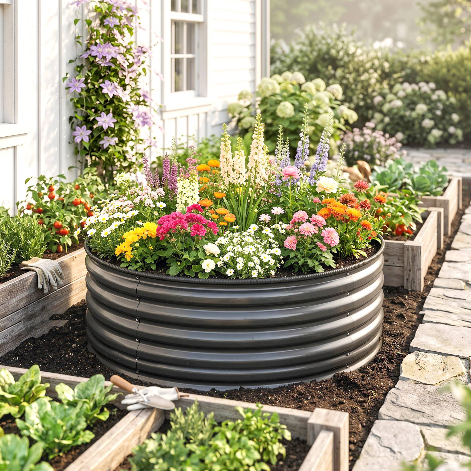 PANGIVO - Carré potager acier galvanisé anthracite 120 x 120 x 43 cm - PANGIVO - Image 3