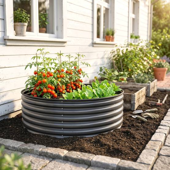 PANGIVO - Carré potager acier galvanisé anthracite 120 x 120 x 43 cm - PANGIVO - Image 4