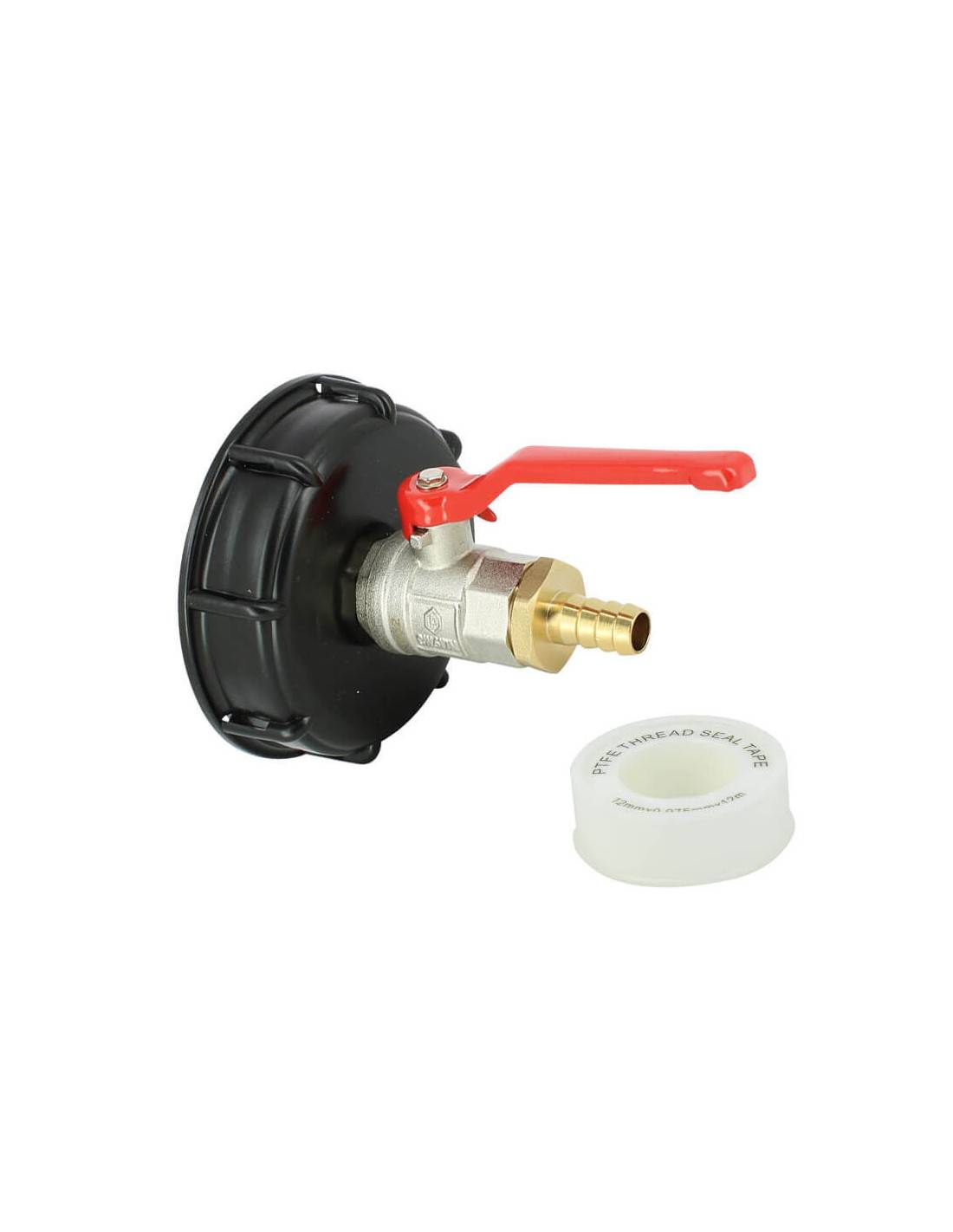 Raccord cuve S100X8 - Vanne laiton + Embout droit 13 mm - Imagen 1
