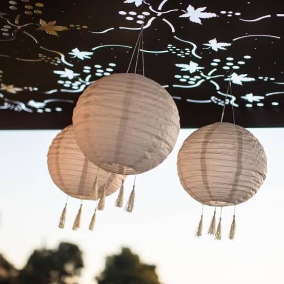 Lumisky - Suspension solaire LED - LUMISKY - HIMALAYA - Ø30cm - Beige, creme et mariage festif - Autonomie 8h - Image 2