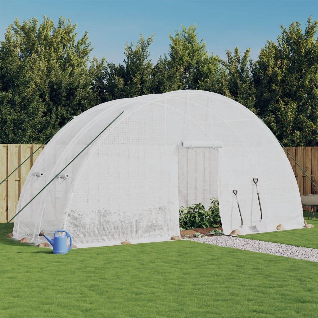 Serre Tunnel Jardin Acier Galvanisé 12m² Protection Cultures Blanc - ComfortXL Outdoor Living - Image 1