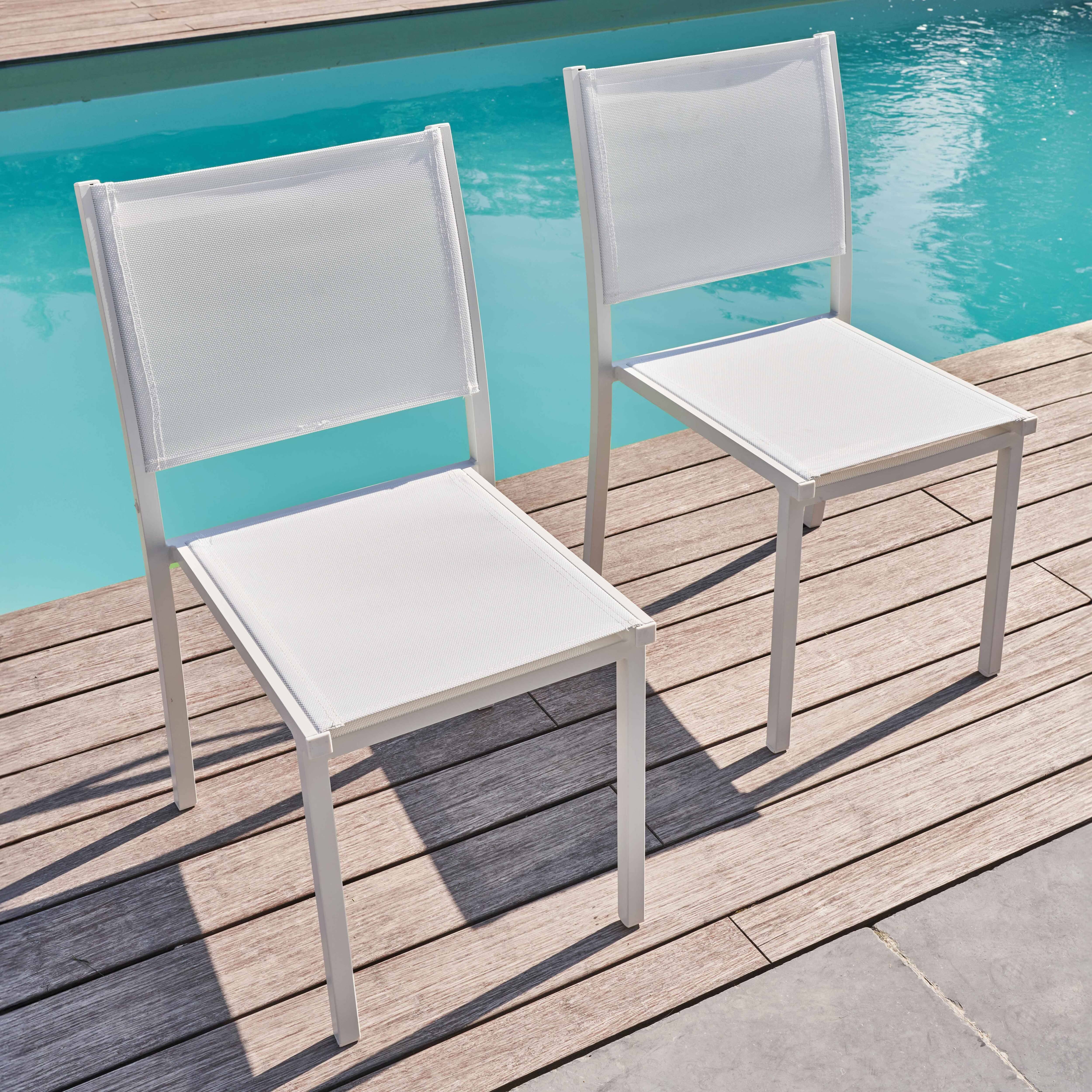 Oviala - Lot de 2 chaises de jardin aluminium et textilène blanc Nice - Oviala - Imagen 2