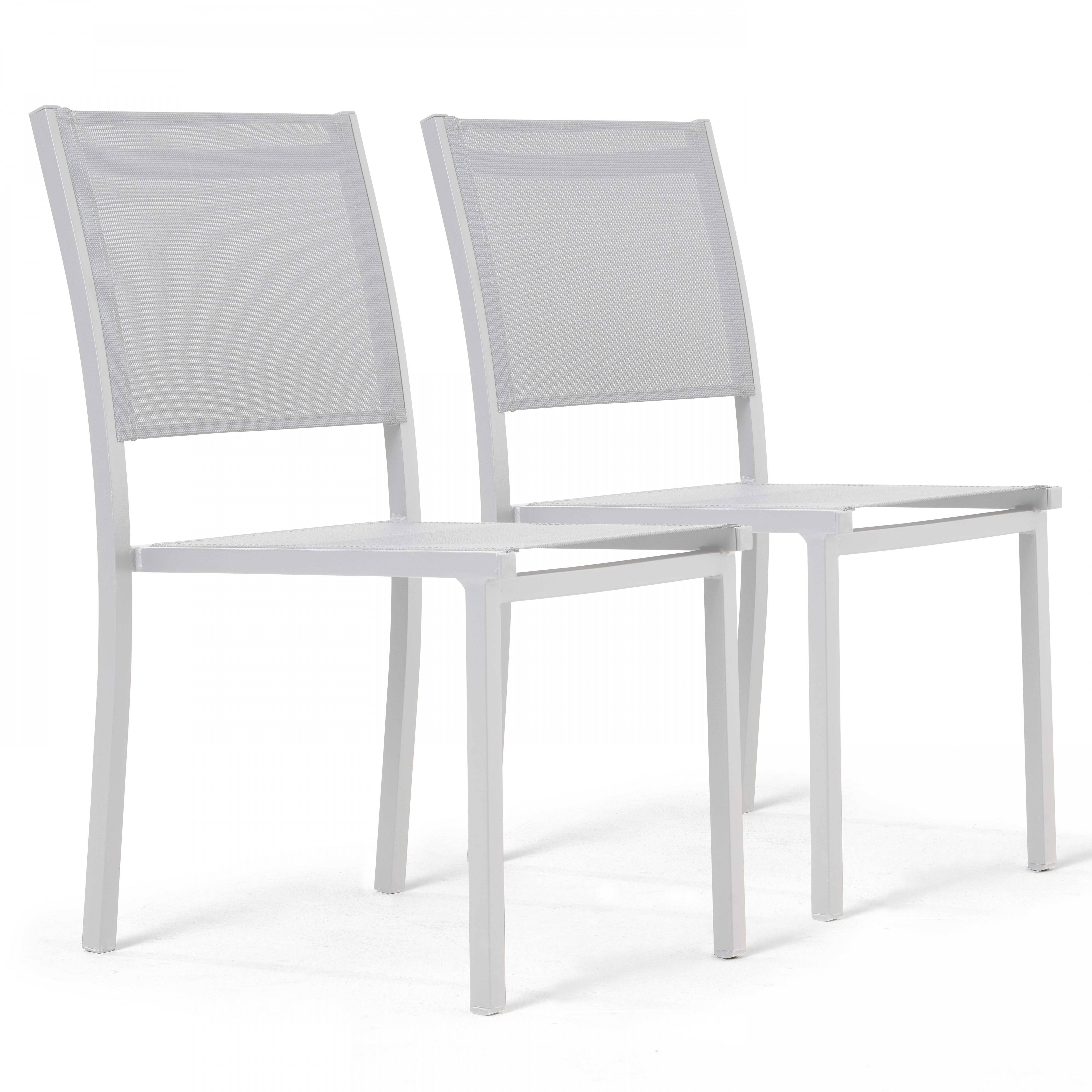 Oviala - Lot de 2 chaises de jardin aluminium et textilène blanc Nice - Oviala - Imagen 1