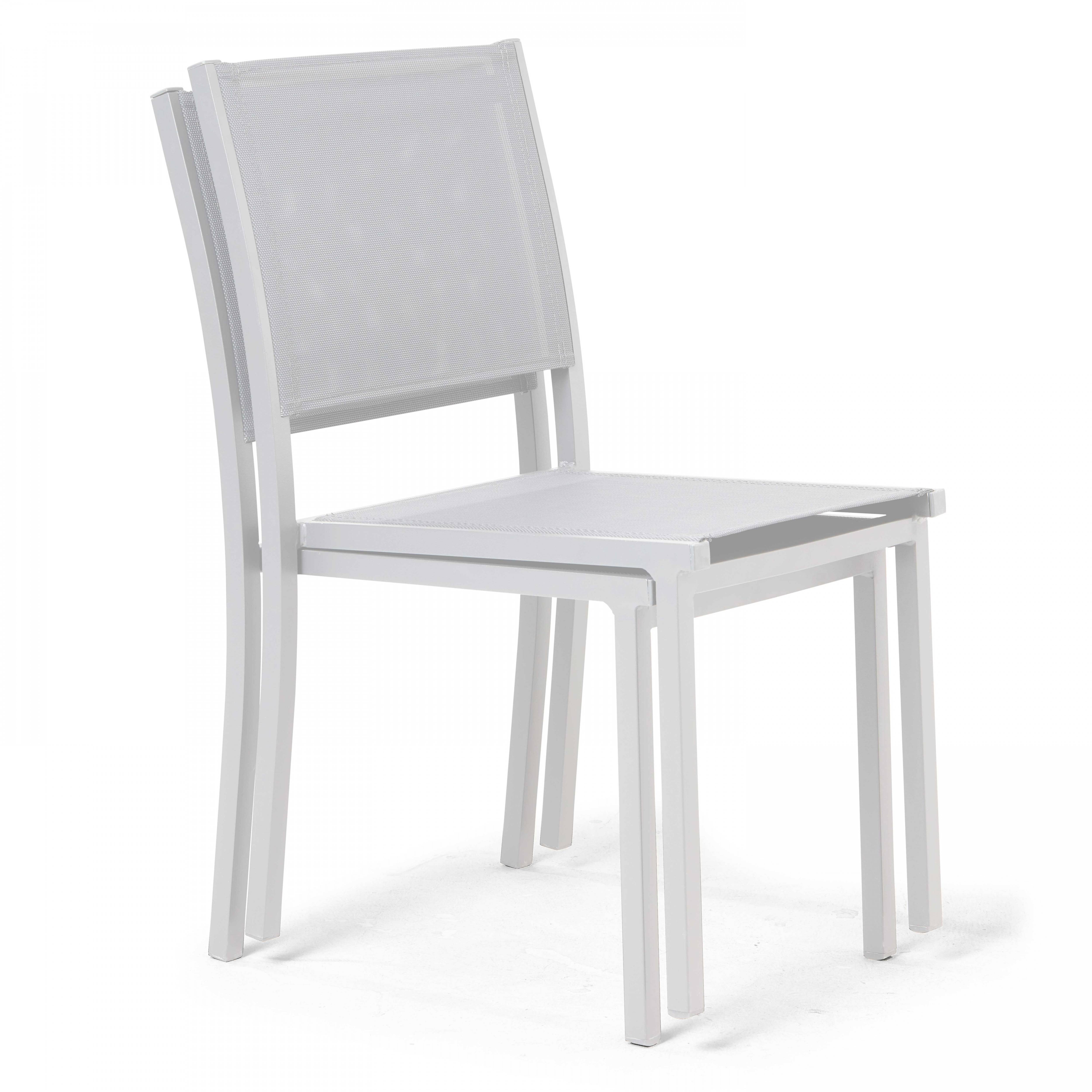 Oviala - Lot de 2 chaises de jardin aluminium et textilène blanc Nice - Oviala - Imagen 3