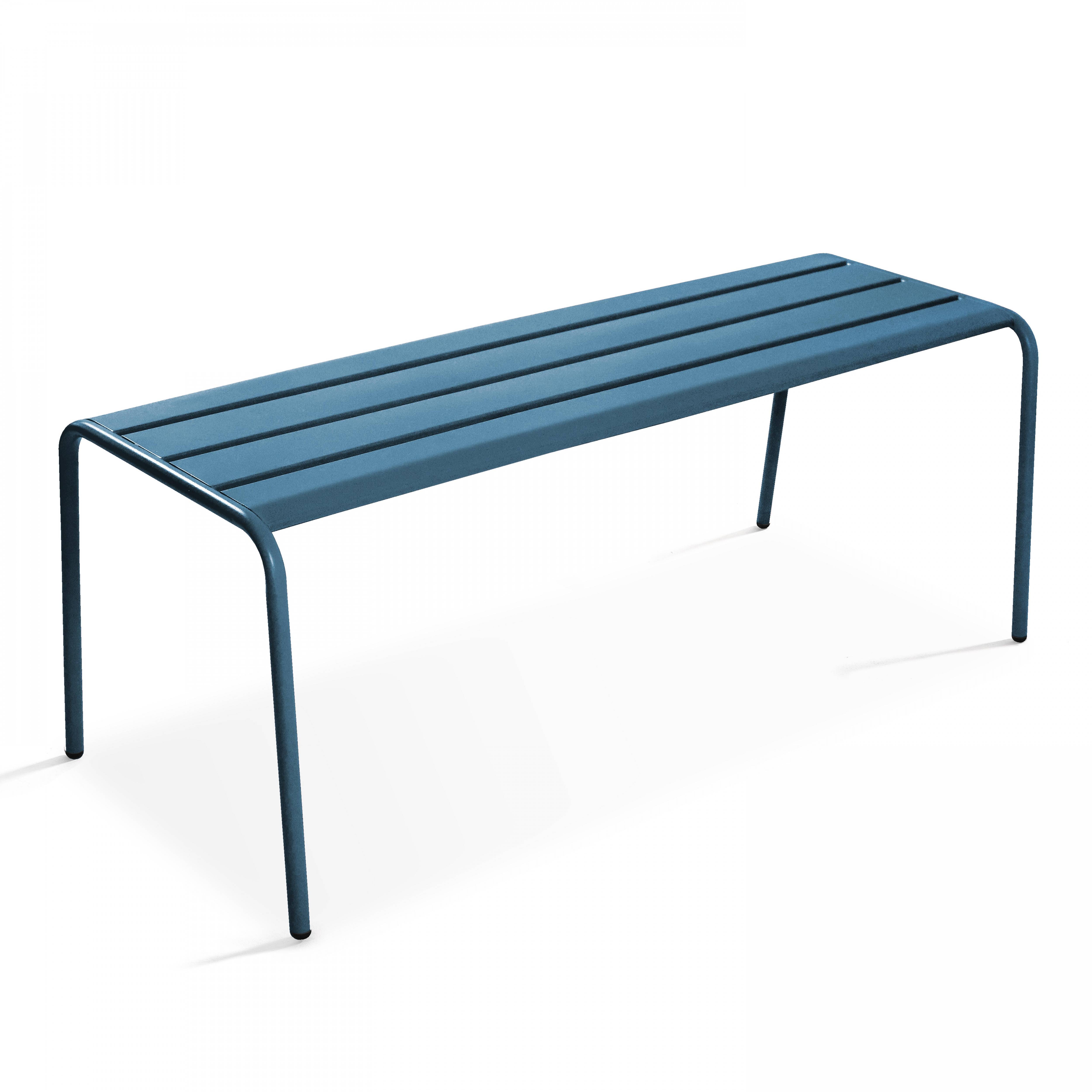 Oviala - Salon de jardin 2 bancs et 4 chaises en acier bleu pacific Palavas - Oviala - Imagen 3