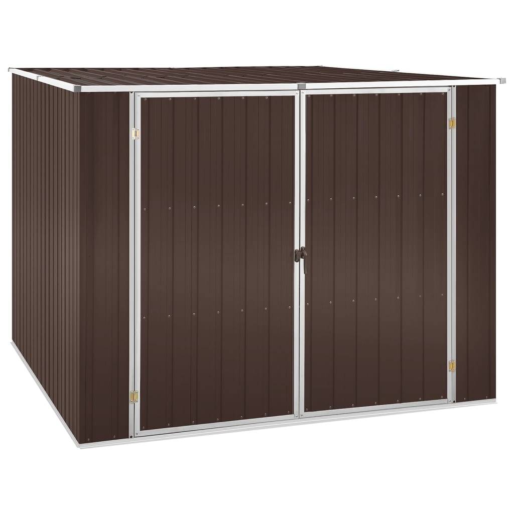 Helloshop26 - Abri de jardin cabane cabanon maison de stockage remise extérieur hangar outils robuste marrron 195 x 198 x 159 cm acier galvanisé marron - Imagen 1