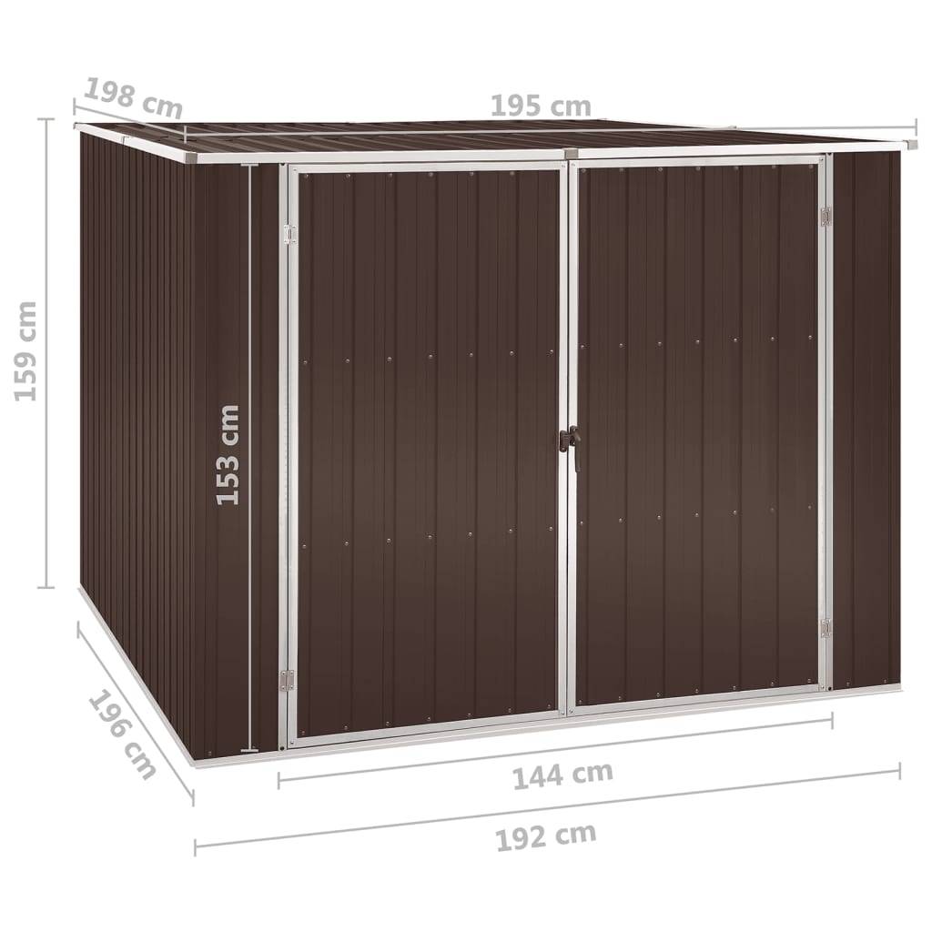 Helloshop26 - Abri de jardin cabane cabanon maison de stockage remise extérieur hangar outils robuste marrron 195 x 198 x 159 cm acier galvanisé marron - Imagen 7