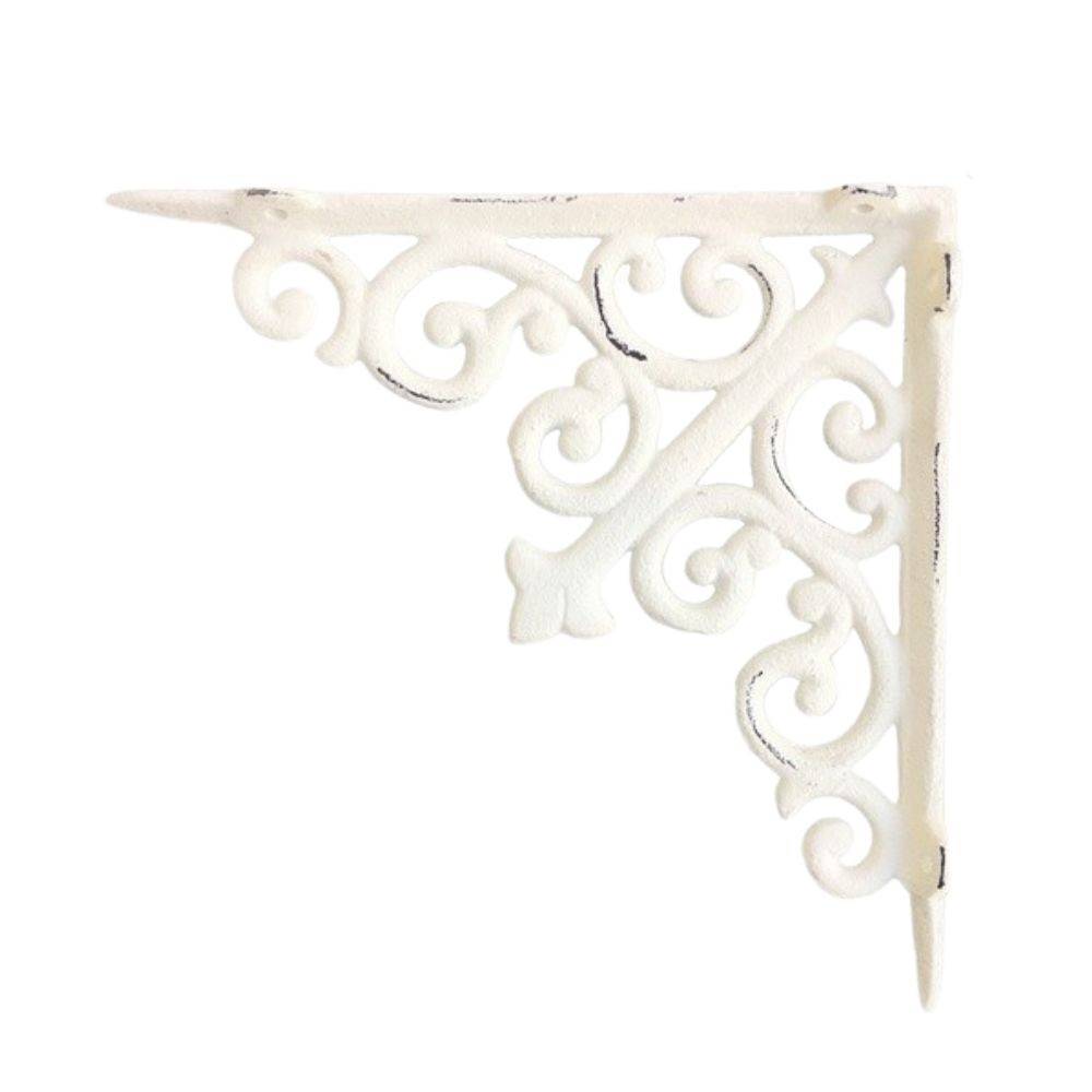 Equerre fixation étagère vintage ancienne fonte blanche 20 x 20 cm Chemin de campagne - Imagen 1