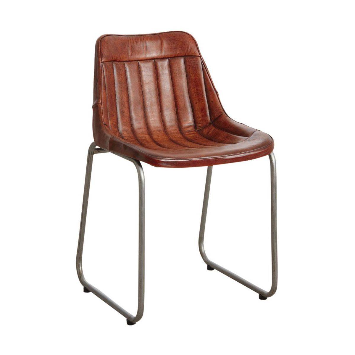 Aubry Gaspard - Chaise en cuir de buffle et métal