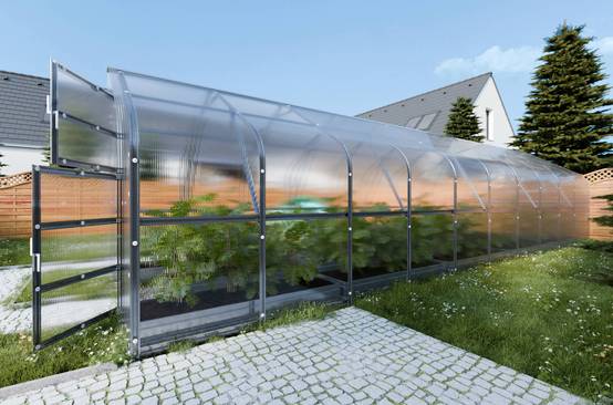 Serre KLASIKA*DROP 30m2, 2,5m x 12m, 4 mm avec revêtement en polycarbonate - Image 2