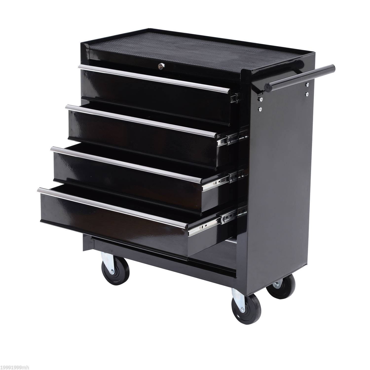 Sans Marque - Coffre à outils, armoire roulante, 5 tiroirs, acier, noir