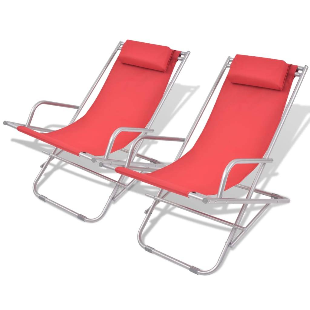 Helloshop26 - Chaises inclinables de terrasse 2 pièces acier rouge - Imagen 1
