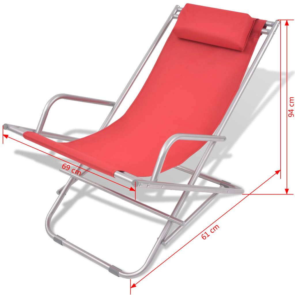 Helloshop26 - Chaises inclinables de terrasse 2 pièces acier rouge - Imagen 8